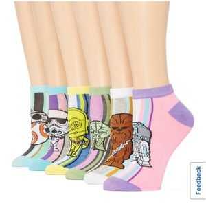 6 Pair Star Wars R2D2 BB8 Low Cut Socks Womens Shoe size range 4-10